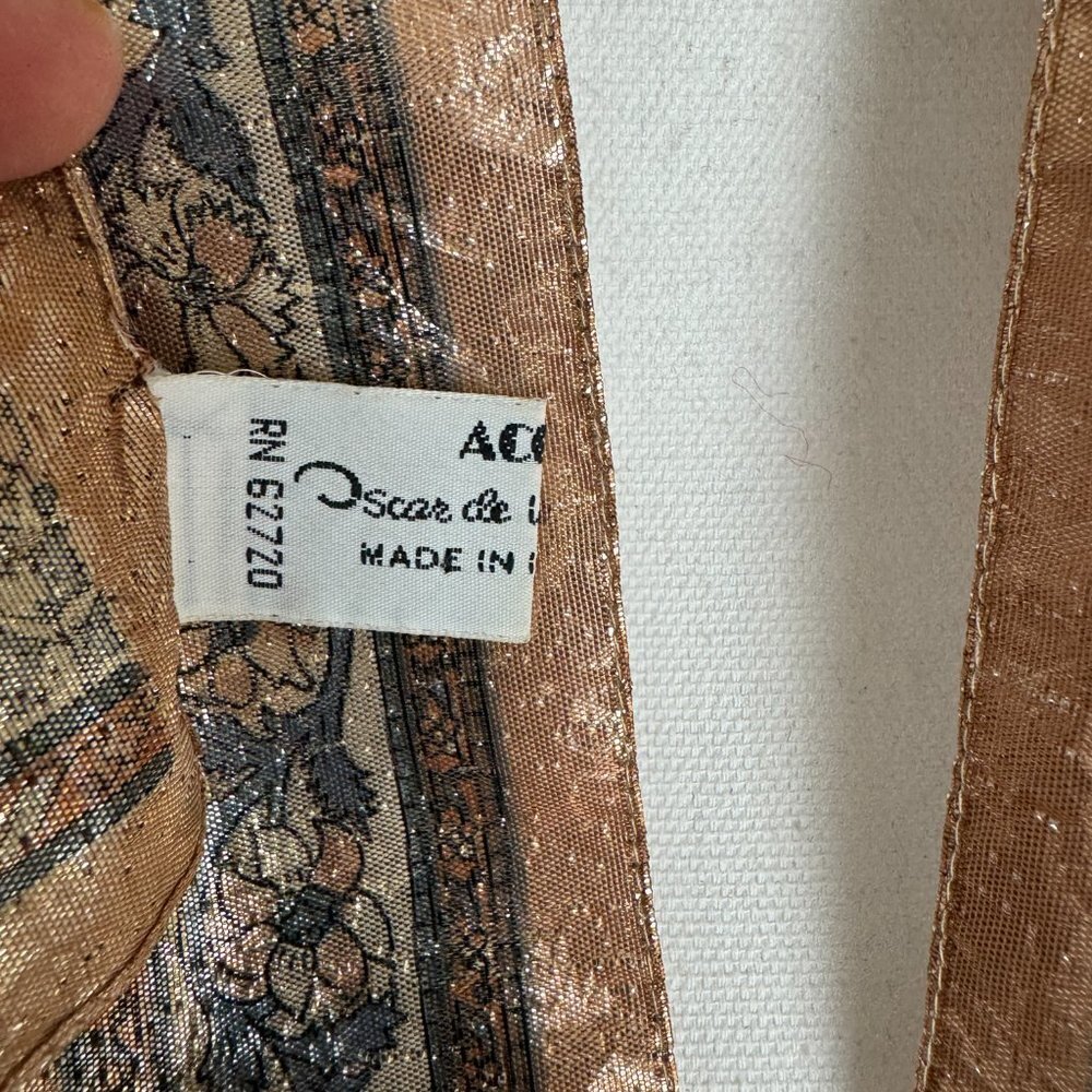 Vintage Oscar de la  Renta Brilliant Metallic Scarf - Picture 4 of 5